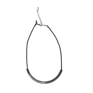 Avenue Women's Silver-Tone Metal Curved 1/2 Tube & Tube Chain Necklace